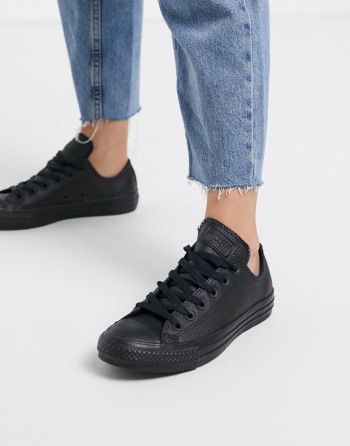 Converse Chuck Taylor All Star Ox Leather Monochrome Crne - Ženske Tenisice | 61309YNKX